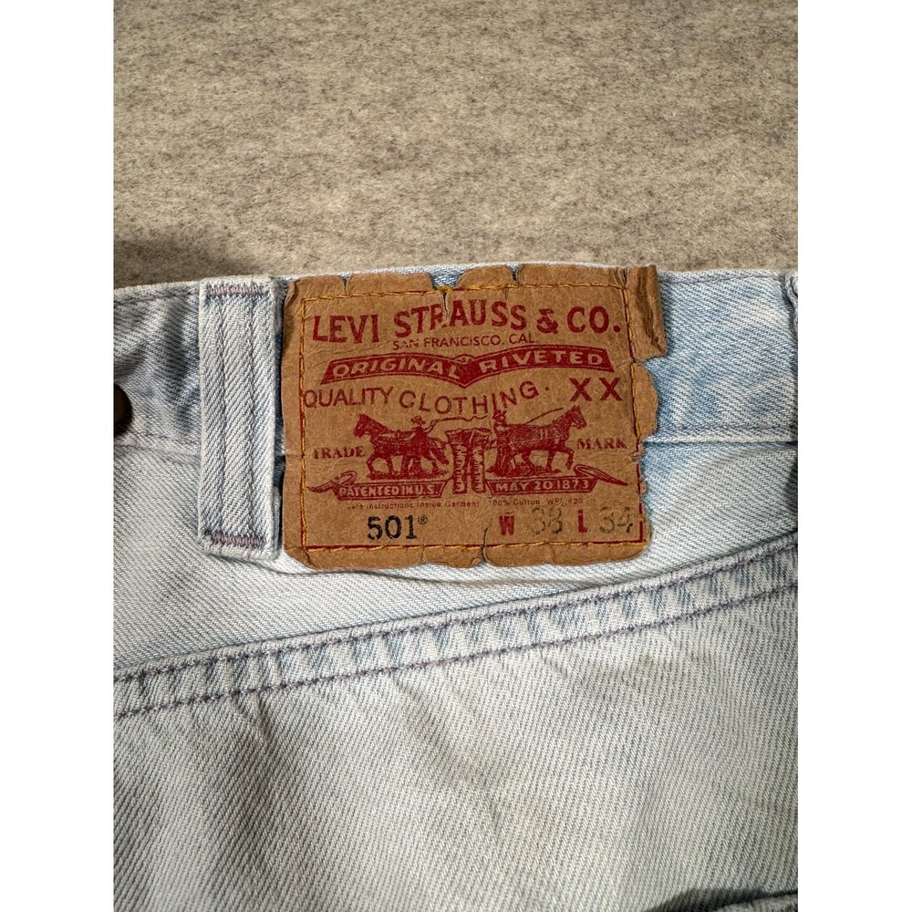 Vintage Levis 501 Original Jeans Men 38x34 Blue Denim Cotton Button Fly Straight - Picture 8 of 16